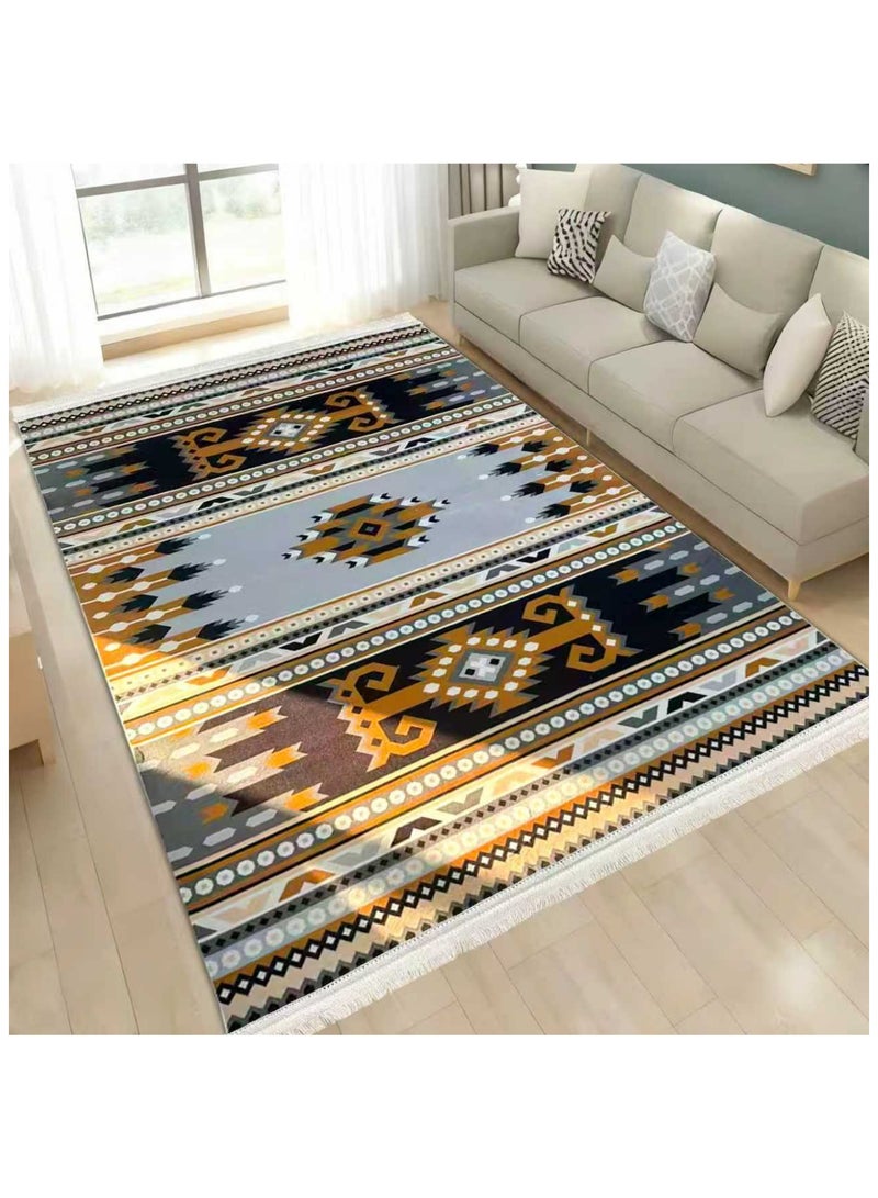 SMART HOME Large padded floor mat with a soft velvet surface and non-slip backing - Living room rug - Majlis rug - Lounge rug - Luxurious decorative rug - Elegant rug with modern patterns for living rooms and majlis - Size 400x300cm - Suitable for everyday use and entertaining - Image 4